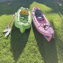 Two  Ocean  Kayaks,  Both With Backrests, Paddles, Fishing Pole Holders And Life jackets For 50 Dollars A Day . Soft Racks Available For Transport.  P