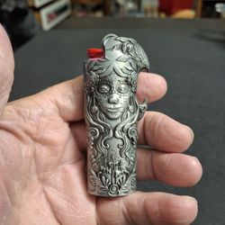 Rose Beauty Metal Lighter Case Cover Holder Sleeve Fits Standard Bic Lighter - Is Also A Bottle Opener