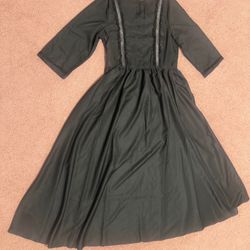 New large black long goth gothic dress costume prarie Victorian Renaissance