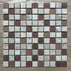 Travertine Blended Glass Mosaic Tile