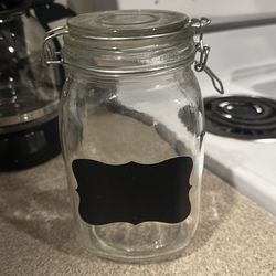 Glass Storage Jar with Chalkboard Label & Clamp Lid