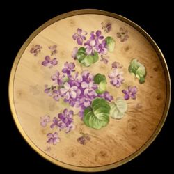 Vintage Z S & Co Bavaria Royal Munich  10" Cabinet Plate With Violets. Wall Hanger Included