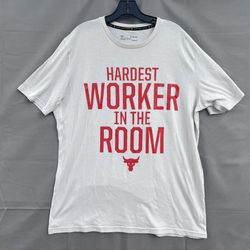 Under Armour Project Rock Hardest Worker In The Room Shirt Beige Men's XL  