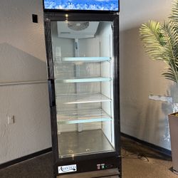 Avantco Black Swing Glass Door Merchandiser Refrigerator with LED Lighting 