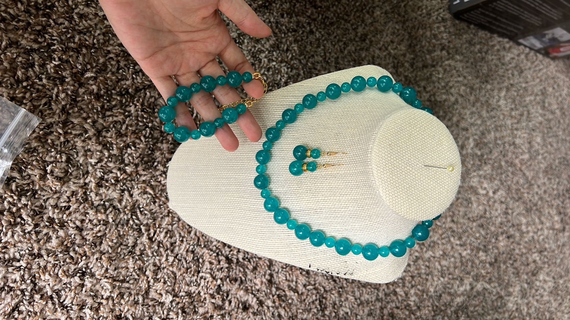 Amazonite Necklace Earrings And Wristlet 