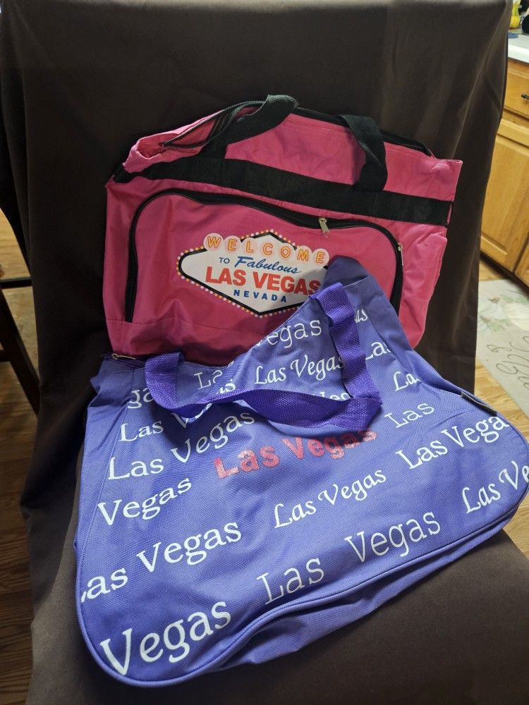 2 -Zip Top Canvas Bags From LAS Vegas.