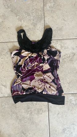 Agenda Y2K Purple Floral Lace Going Out Top