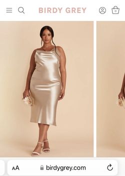 Lisa Satin Midi dress - Neutral Champagne Size Large Bridesmaid/Wedding Party Dress