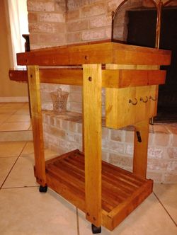 Vintage Wooden Butcher Kitchen Island Cart