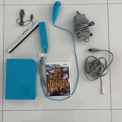 Blue Wii With Cables And Game