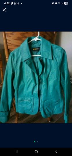 Womans Med. Turquoise Real Leather Jacket