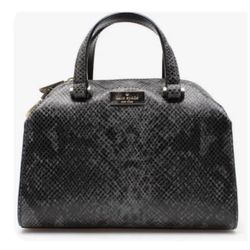 KATE SPADE MIRA PARLIAMENT SQUARE SNAKESKIN SACHEL WITH CROSSBODY STRAP SMALL