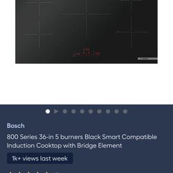 Bosch 800 Series 36-in 5 burners Black Smart Compatible Induction Cooktop with Bridge Element