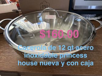 Cacerola de 12 qt acero inoxidable 👉 princess house todo nuevo y con caja 📦