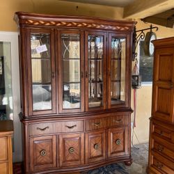 2 Piece China Hutch Antique Style Very New  