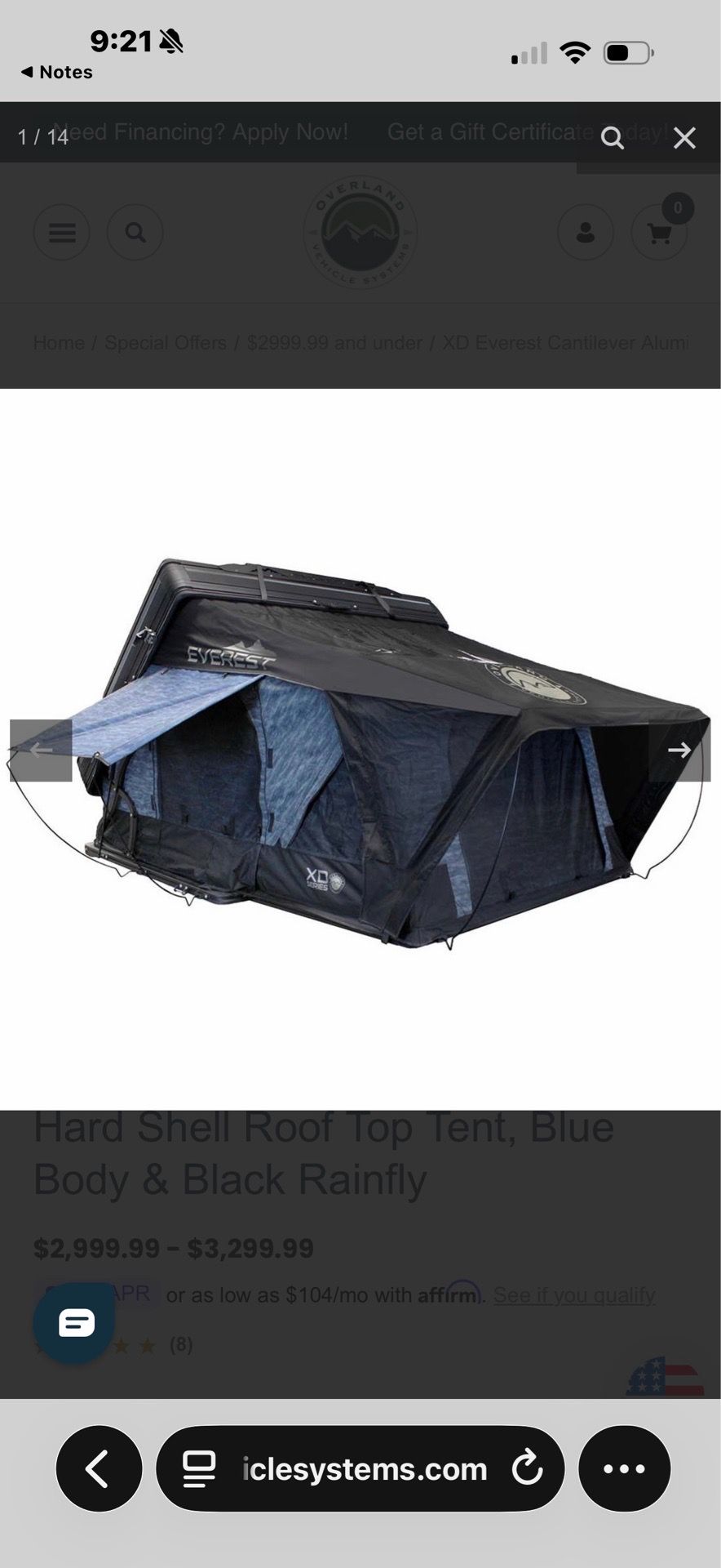 OVS XD Everest Rooftop Tent + Hoist