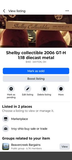 Shelby 2006 diecast metal collectible