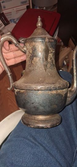 Silver on copper tea pot