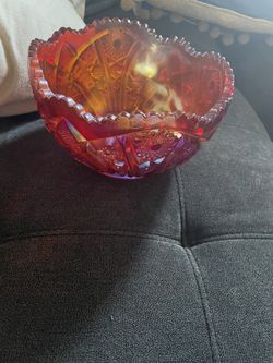 Large Bowl Daisy and Button Sunset Carnival Imperial Glass Company Vintage