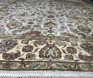 7.11X 11.9 100% Wool Indo Persian Hand Knotted Rug 