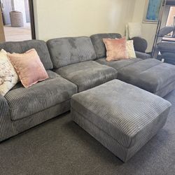 Modular Grey Sectional Sofa Couch 