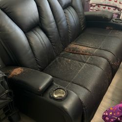 Black Leather Sofa (Used)