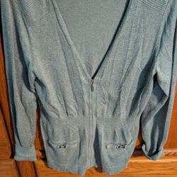Gray Zipper Cardigan Medium 