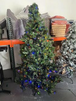 New - 7 Ft -New - 7 Ft - Artificial Christmas Tree with Multi-Color Lights
