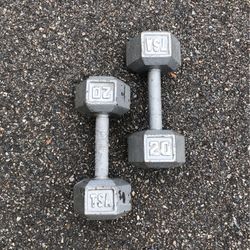 2-20lbs Cast Iron Dumbbells 