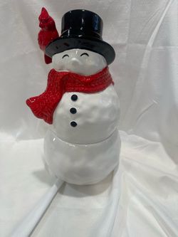 Homeworx Snowman with Red Cardinal Canister by Harry Slatkin