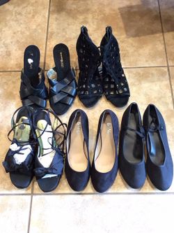5 Pairs of Womens Shoes Size 8 Boots, Heels, Sandals