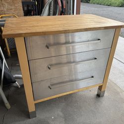 Butcher Block Table w/ 3-drawer Storage