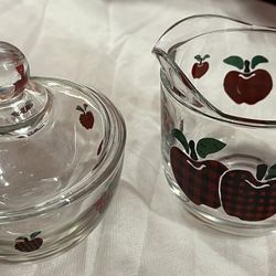 Vintage Anchor Hocking Glass Sugar & Creamer Set 