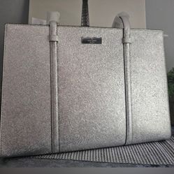 Kate Spade New York Metallic Silver Kenzie Tote in Lunar Light