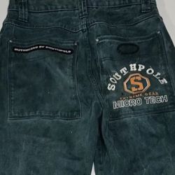 Vintage Southpole Green Jeans Baggy Embroidered Rare 36 X 32 Extreme Micro Tech