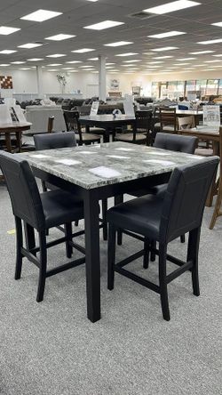 Brand New Marble look 5 Pc Counter height dining set