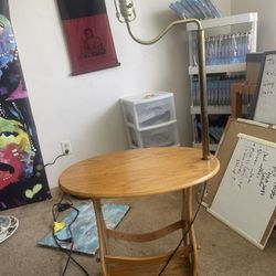 vintage retro side table with magazine rack and lamp