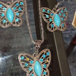 New, Beautiful Slimated Turquoise 2pc Set Bohemian Type Mpu Serious Buyers Don't Deliver Cash Only Price Firm