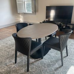 NEW Crate & Barrel Nero Oval Dining Table + 4 Chairs