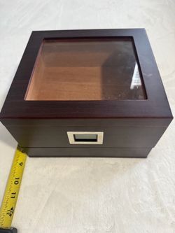 Klaro by Case Elegance Glass-Top Cigar Humidor with Digital Hygrometer and Accessory Drawer