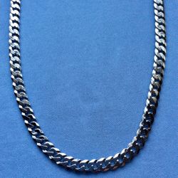 QUALITY!! 24” Men’s Cuban 7mm Necklace Solid Sterling Silver Italy 925 *Pickup Boca Raton