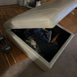 Oversized Genuine Leather Storage Ottoman – 38″ x 38″, Low 14″ Profile