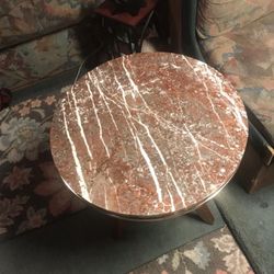 Wooden Side Table With Marble Top
