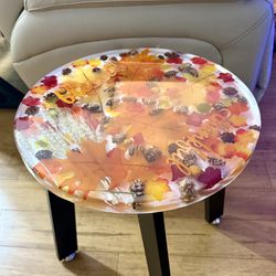 Handmade “Fall” Resin Side Table – 18” Round