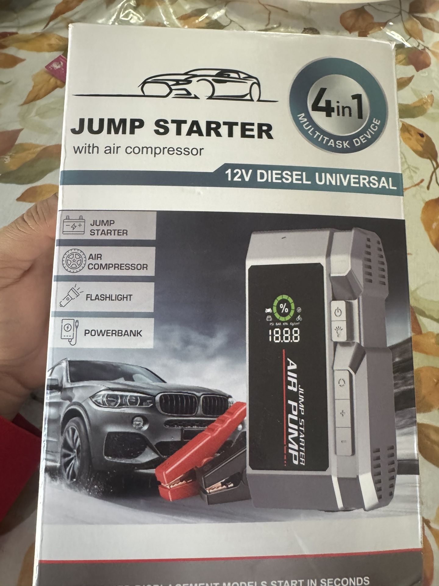 7000A Car Jump Starter with Air Compressor, 35000mAh Battery Jumper Starter Portable, Jump Starter Battery Pack (All Gas/12.0L Diesel),150PSI Tire Inf