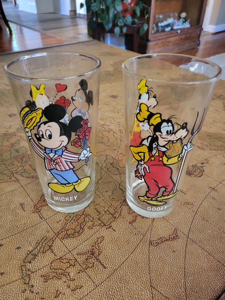 Two Vintage Disney Drinking Glasses 