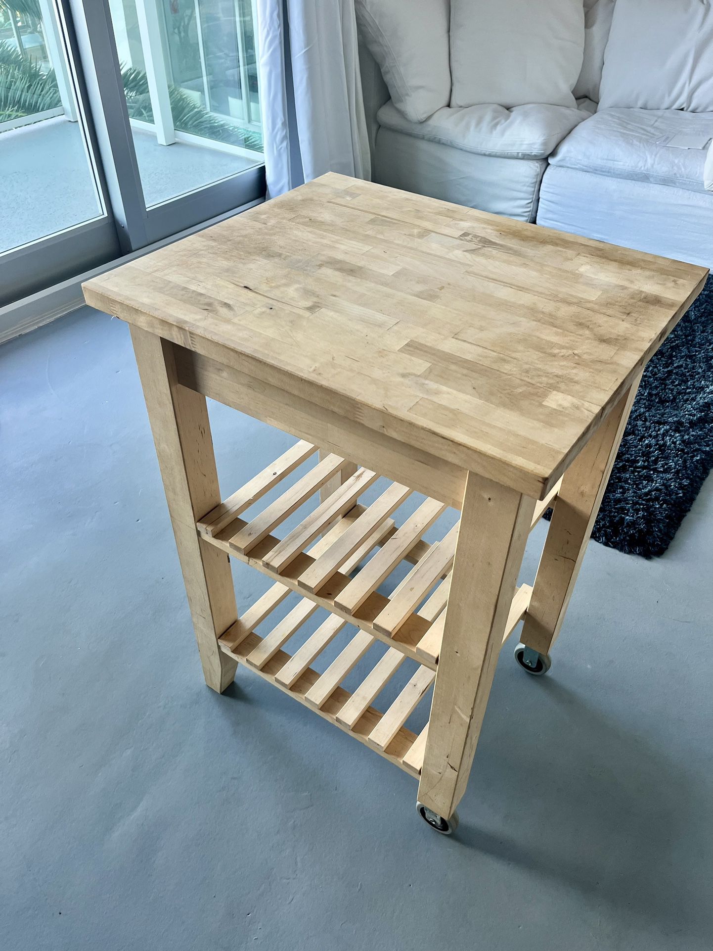 Butcher Block with Wheels -MOVING SALE