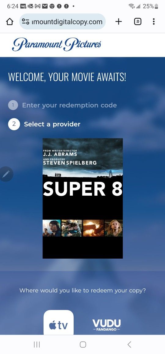$4 DIGITAL HD MOVIE. SUPER 8. $4 OR TRADE FOR A MOVIE TITLE I DO NOT ALREADY OWN. 