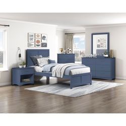 Frame Twin Platform bed Blue finish, New Especial price