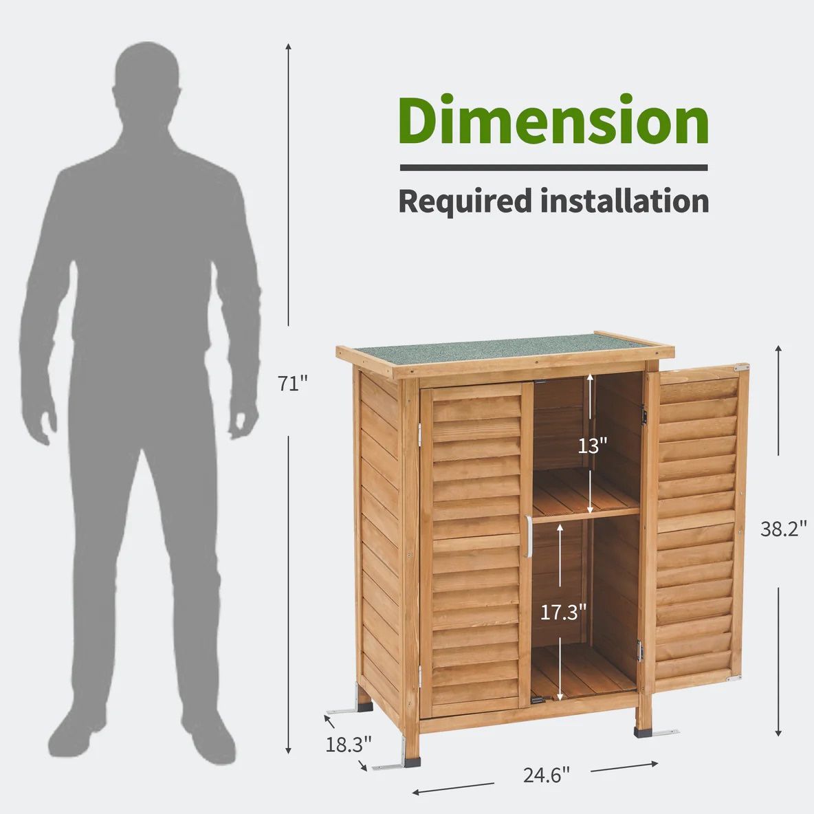 Outdoor Wooden Small Storage Space Unit Cabinet Waterproof Roof Model 0985